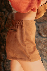 Gave It All Faux Suede Mini Skort (Camel)