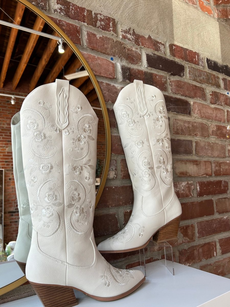 Laney Ivory Embroidered Western Boot