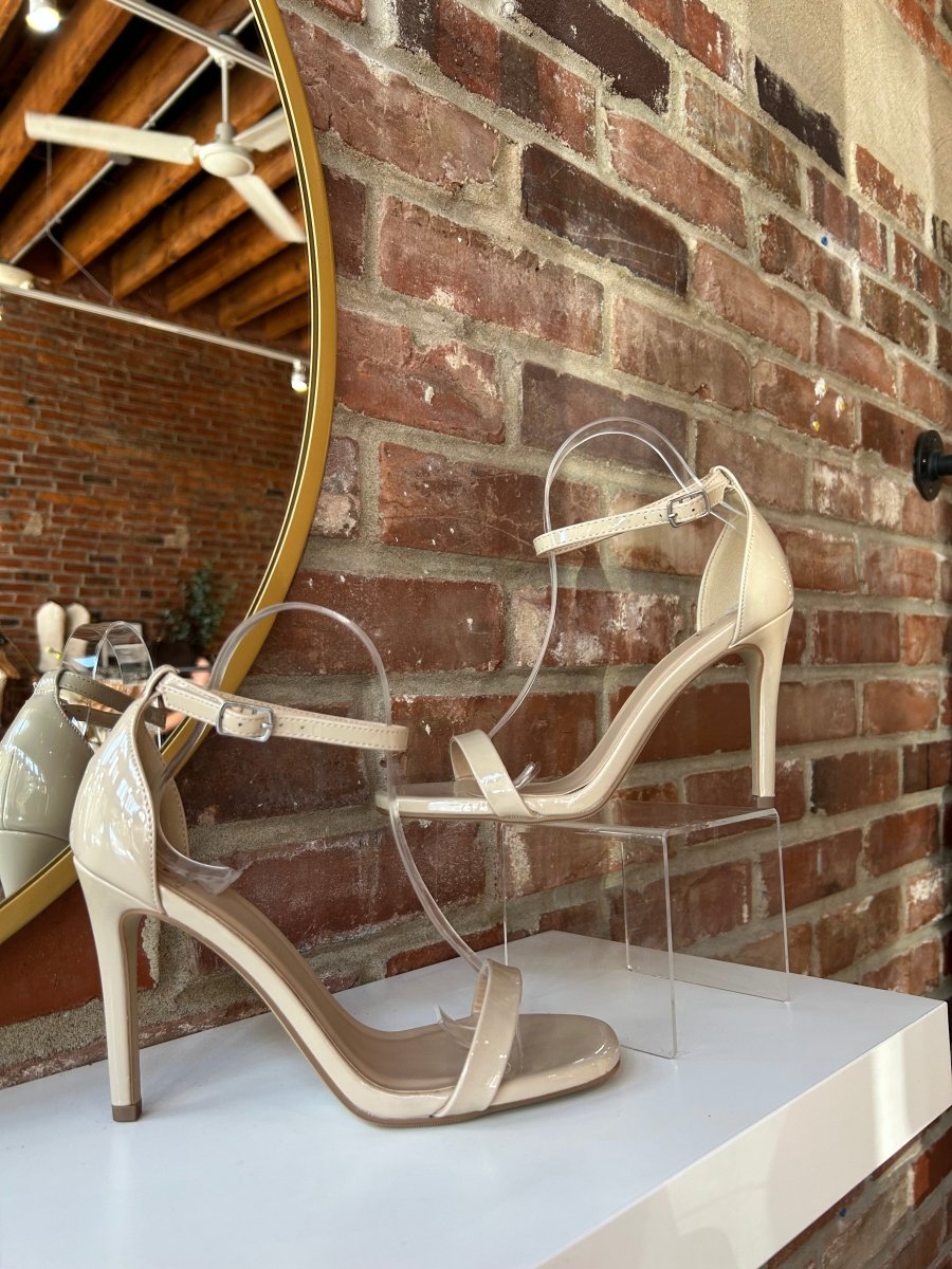 Leah Nude Patent Open Toe Heel