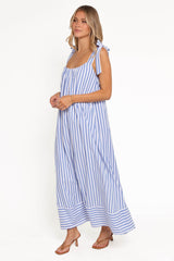 Amber Maxi Dress - Navy White Stripe