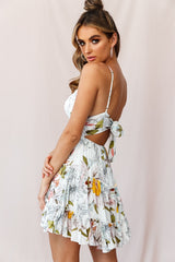 Sanctuary Applique Bust Tie-Knot Back Dress Floral Print White