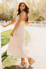 Dancing On Stars Striped Maxi Dress (Taupe)