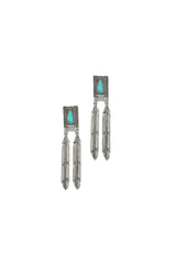 Emarya Statement Dangle Earring - Silver Turquoise