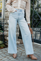 Geneva High Rise Wide Leg Cello Jeans (Light)